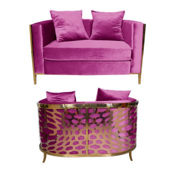 Reflection Loveseat Kaleidoscope Gold - Magenta Velvet