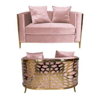 Reflection Loveseat Kaleidoscope Gold - Rose Gold Velvet