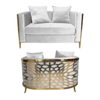 Reflection Loveseat Kaleidoscope Gold - White Velvet