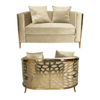 Reflection Loveseat Kaleidoscope Gold - Ivory Velvet