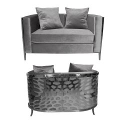 Reflection Loveseat Kaleidoscope Silver - Silver Velvet