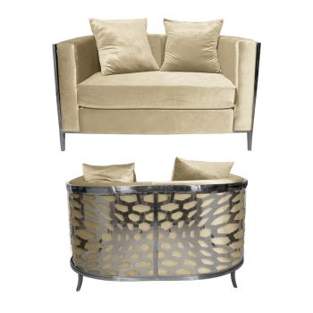 Reflection Loveseat Kaleidoscope Silver - Ivory Velvet