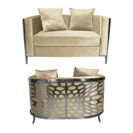 Reflection Loveseat Kaleidoscope Silver - Ivory Velvet