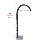 Chandelier hanger and coupler stand wrapped in greenery garland, curved support for hanging chandeliers or floral décor.