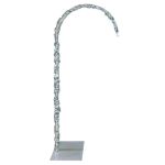 Chandelier hanger and coupler stand with silver fabric cover, curved support stand for hanging lighting and décor.