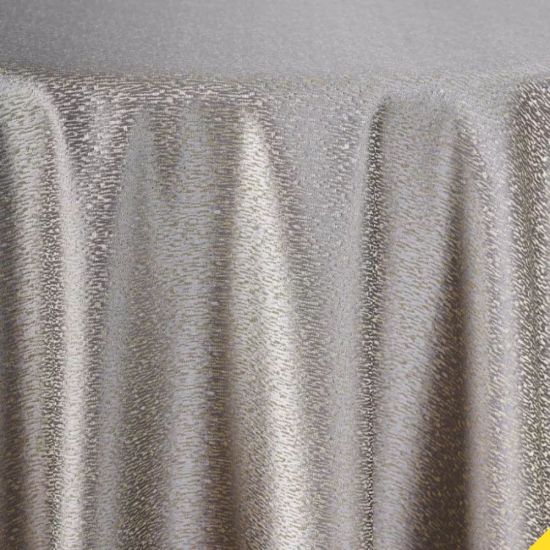 Platinum gray Arena textured round event tablecloth with subtle pattern for weddings, receptions, corporate events, and upscale party décor