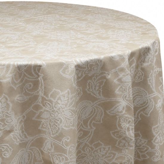 Latte Milos event tablecloth with subtle textured weave for weddings, garden parties, and elegant table décor