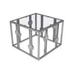 Glam silver stainless-steel Reflection coffee table square 24″ × 24″ × 18″ with sleek minimalist frame for luxury event lounge décor
