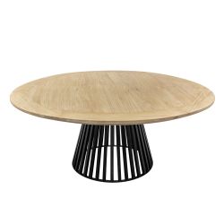 Bohemian Dining Table 72" Round Wood (Black Base)