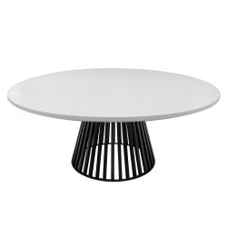 Bohemian Dining Table 72" Round White (Black Base)