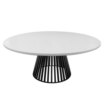 Bohemian Dining Table 72" Round White (Black Base)