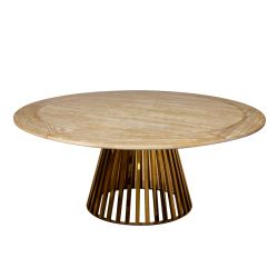 Bohemian Dining Table 72" Round Wood (Gold Base)