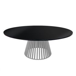 Bohemian Dining Table 72" Round Black (White Base)