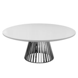 Bohemian Dining Table 72" Round White (Silver Base)