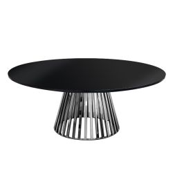 Bohemian Dining Table 72" Round Black (Silver Base)