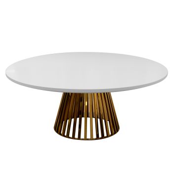 Bohemian Dining Table 72" Round White (Gold Base)