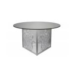 60″ round Mirror Dior dining table with reflective mirrored top and elegant base, ideal for luxury event dining and reception décor.