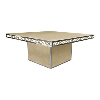 Opulent Noir Plus Dining Table Silver 72"x72" Square Top Champagne