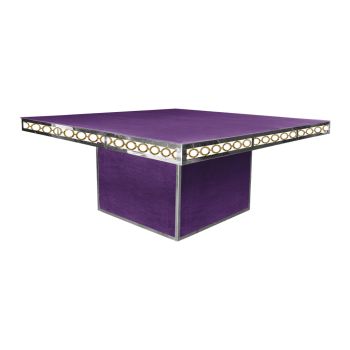 Opulent Noir Plus Dining Table Silver 72"x72" Square Top Eggplant