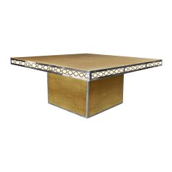Opulent Noir Plus Dining Table Silver 72"x72" Square Top Gold