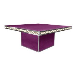 Opulent Noir Plus Dining Table Silver 72"x72" Square Top Magenta