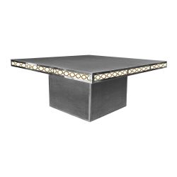 Opulent Noir Plus Dining Table Silver 72"x72" Square Top Silver