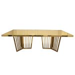 Varona Reflection dining table with gold frame and stainless steel gold top, mirror-finish rectangular surface and statement base for luxury events.