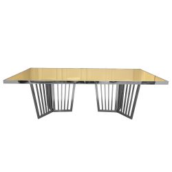 Varona Reflection Dining Table Frame Silver (Acrylic Gold Top)