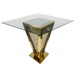 Reflection Highboy Table Pyramid Circle Design Gold 72"x72" Glass top