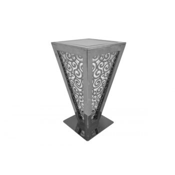 Reflection Highboy Table Pyramid Circle Design Silver 24"x24" Glass top