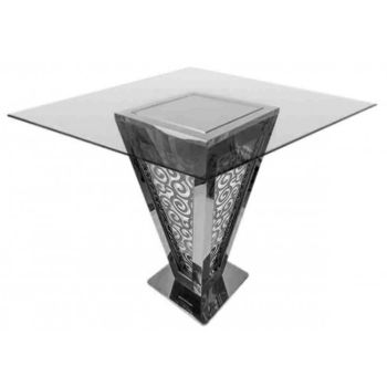 Reflection Highboy Table Pyramid Circle Design Silver 72"x72" Glass top