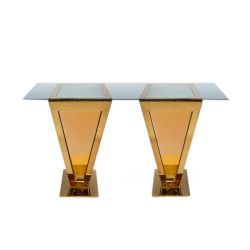 Reflection Highboy Table Pyramid Gold 24"x96" Glass top