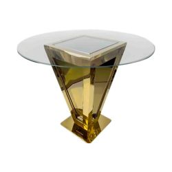 Reflection Highboy Table Pyramid Gold 48" Round Glass top