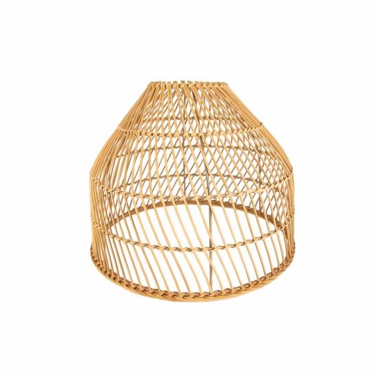 Lanai bamboo pendant lamp shade with wide woven dome shape, tropical boho event lighting décor for receptions and lounge areas.