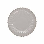 Bone-colored petal-rim salad plate with scalloped edge and sunburst ridged design, medium round plate on a white background