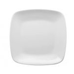 White squircle salad plate with rounded corners and smooth surface, medium plate on a white background