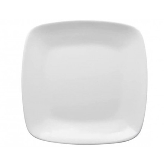 White squircle salad plate with rounded corners and smooth surface, medium plate on a white background