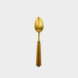 Acrylic Amber Handle Dinner Spoon Gold Set 10