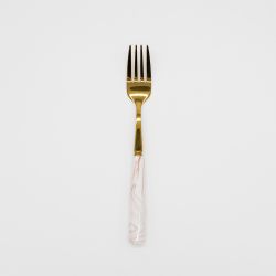 Marble Ceramic Handle Dinner Fork Gold Set 10