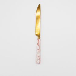 Marble Ceramic Handle Dinner Knife Gold Set 10