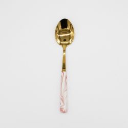 Marble Ceramic Handle Dinner Spoon Gold Set 10