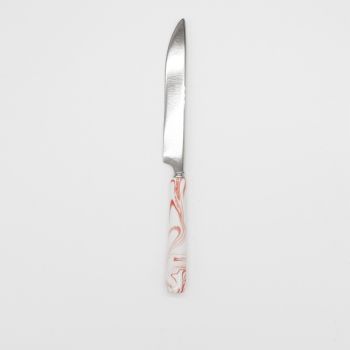Marble Ceramic Handle Dinner Knife Silver Set 10