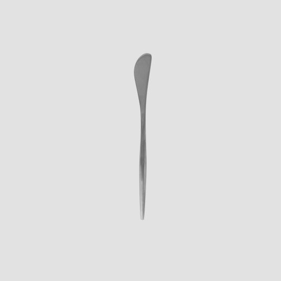 Matte silver butter knife with slim modern handle, elegant disposable flatware set of 10 for weddings, brunches, and event tables.