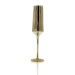 Reflection antique gold champagne flute with metallic mirrored finish and slender stem, luxury event glassware for weddings and toasts, rack of 25.