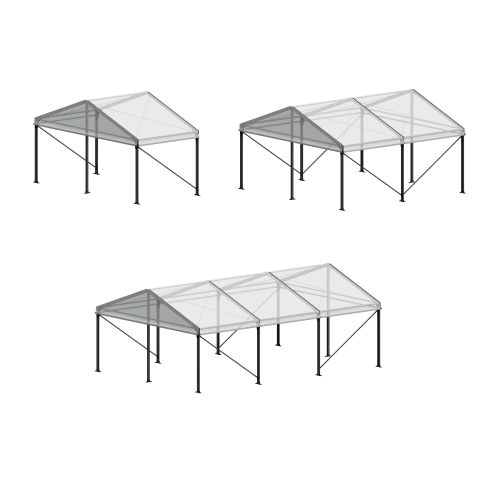 20' Wide Black A Frame Structure Tent with Clear Top