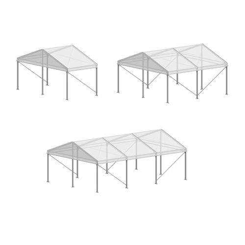 20' Wide Silver A Frame Structure Tent with Clear Top