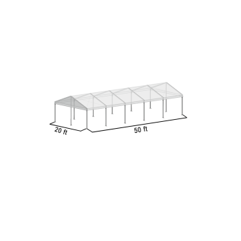 A Frame Structure Tent 20'x50' Silver Frame Clear Top