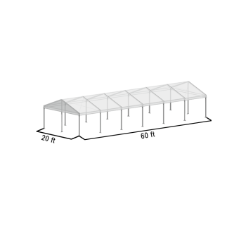A Frame Structure Tent 20'x60' Silver Frame Clear Top
