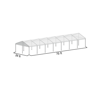 A Frame Structure Tent 20'x70' Silver Frame Clear Top