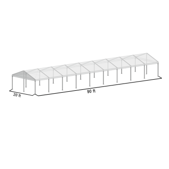 A Frame Structure Tent 20'x90' Silver Frame Clear Top